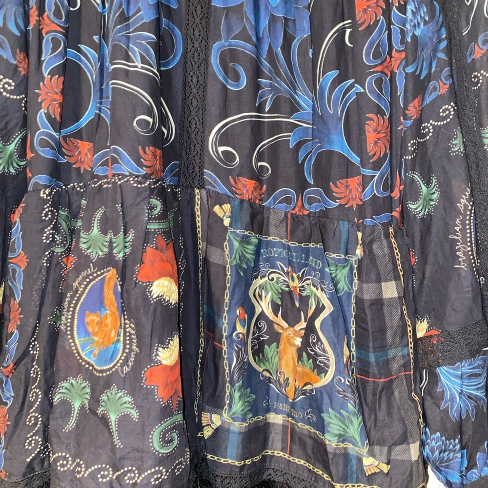 NWT FARM Rio Long Sleeve Arabesque Scarves Navy Blue Maxi Dress Sz XL - Picture 7 of 9